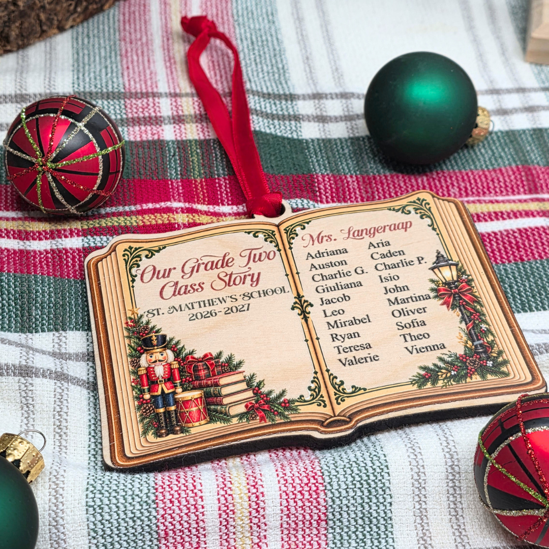Personalized Class Christmas Ornament - Custom Teacher School Year Storybook Keepsake Gift