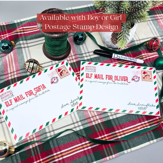 Personalized Elf Mail Board - Reusable Christmas Note Dry Erase Message Sign - Kids' Christmas Tradition