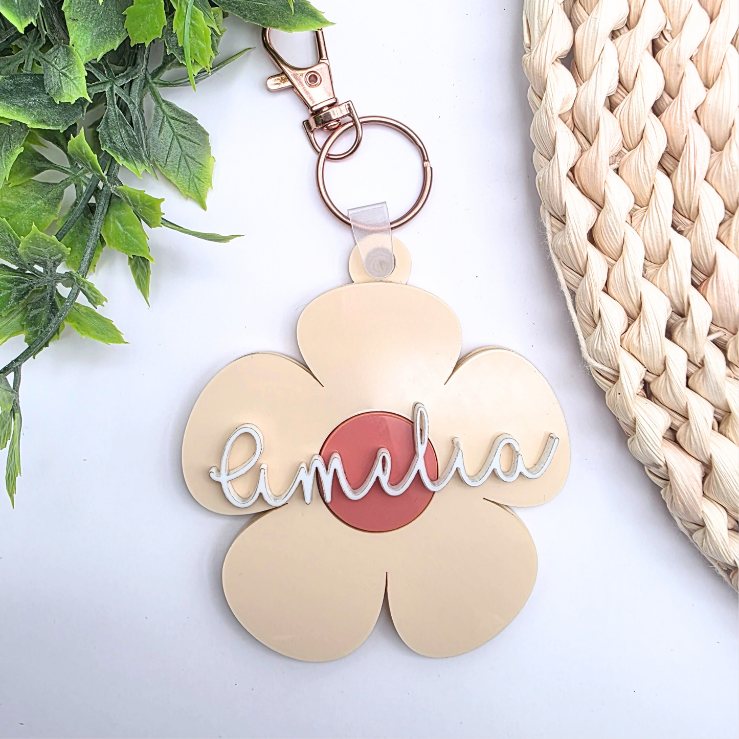 Personalized NFC Emergency Contact Daisy Tag - Custom Flower Safety Keychain - Tap with Phone Medical Info Acrylic Bag Tag