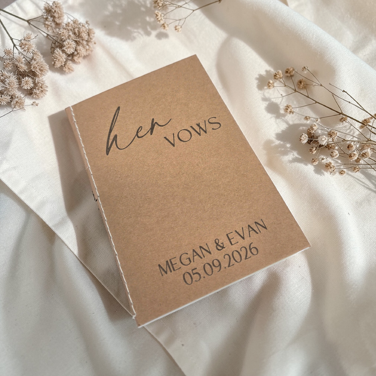 Personalized Wedding Vow Books Set of 2 - His and Hers Custom Kraft Vow Notebooks