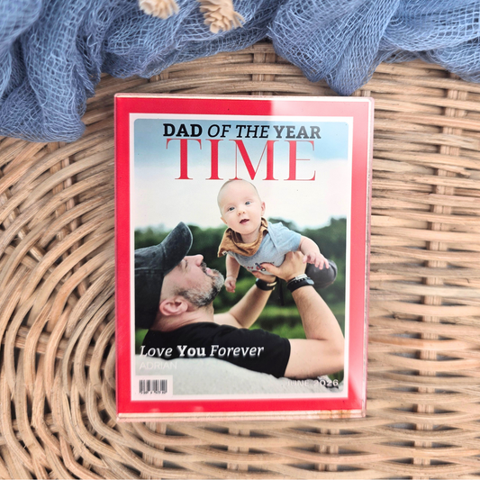 Personalized Dad Photo Magnet - Custom Father’s Day Fridge Magnet - Magazine Cover Gift for Dad