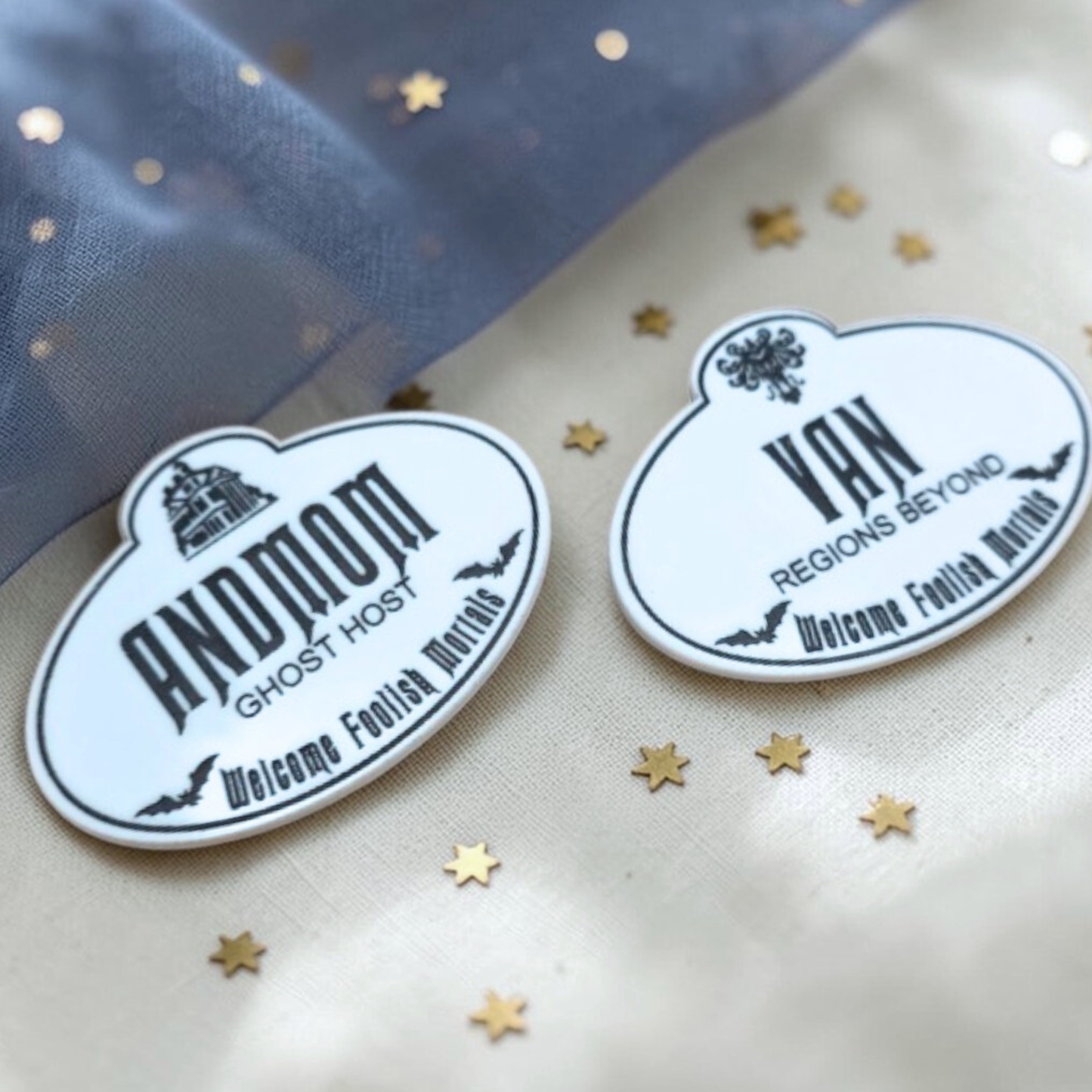 Personalized Haunted Mansion Name Tag: Custom Acrylic Ghost Host Cast Member Badge