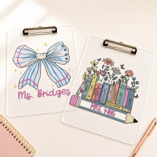 Personalized Teacher Custom Acrylic Clipboard with Name - Teacher Appreciation End of Year Teacher Gift