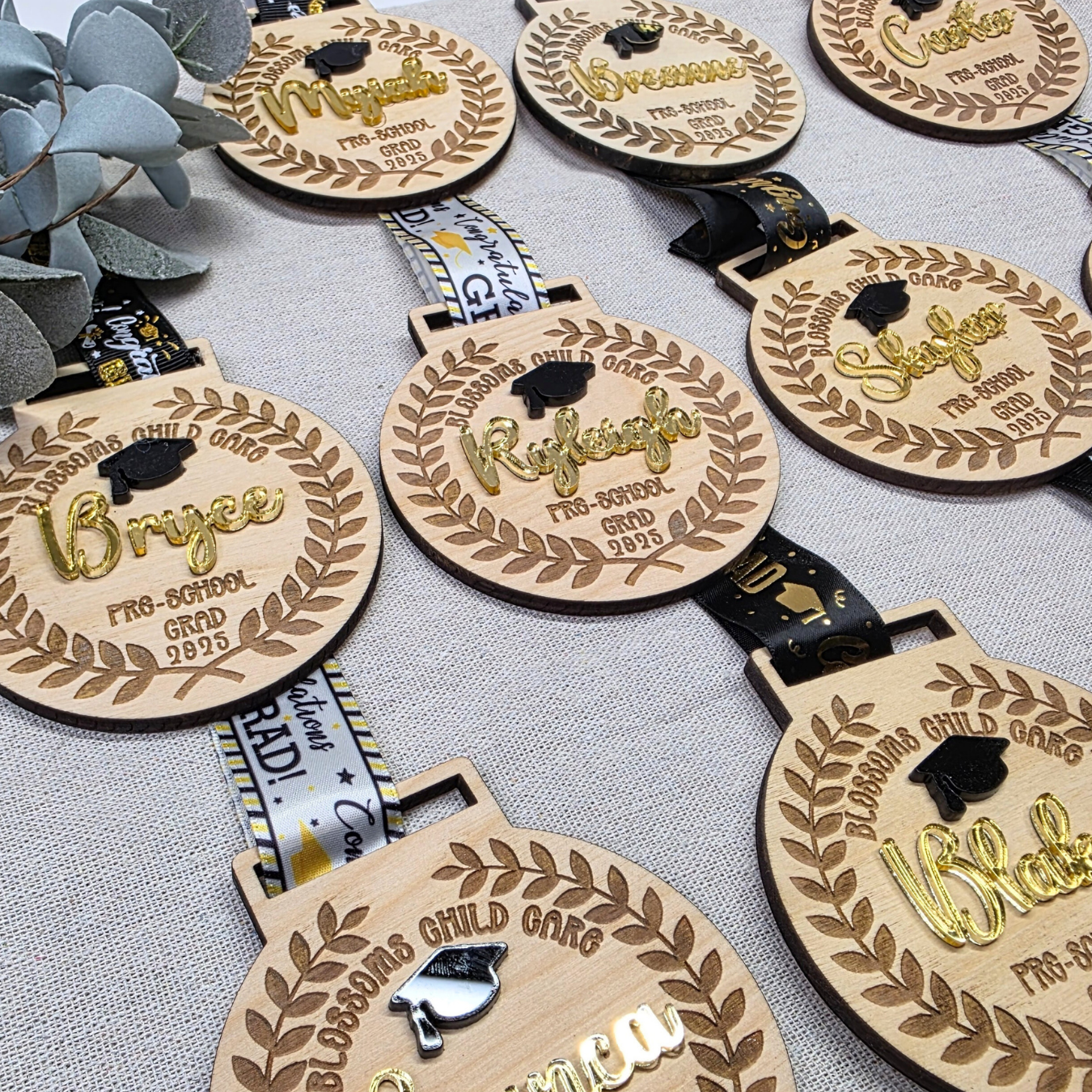 Custom Wood And Acrylic Graduation Medal Ornament