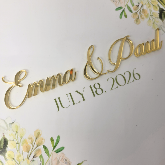 Sage Green Acrylic Wedding Guest Book - Personalized Floral Bridal Keepsake