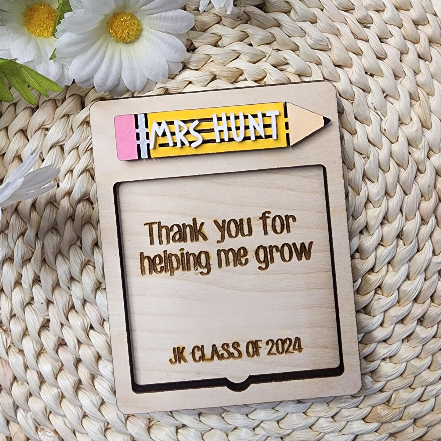 Custom Name Teacher Post It Note Holder