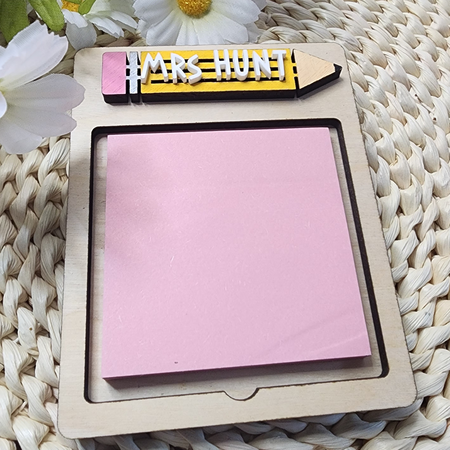 Custom Name Teacher Post It Note Holder