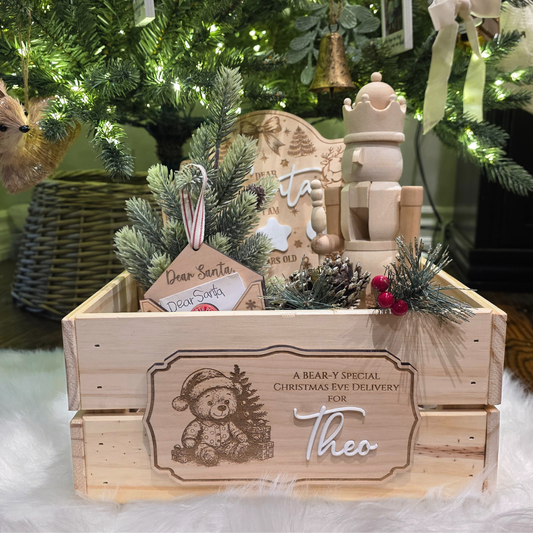A Bear-y Special Christmas Eve Delivery Plaque - Personalized Name Sign for Christmas Crates