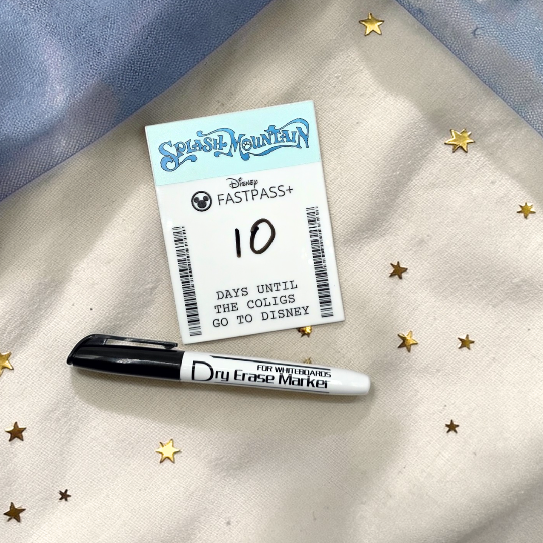 Personalized Theme Park Countdown Pass - Dry Erase Vacation Keepsake Magnet