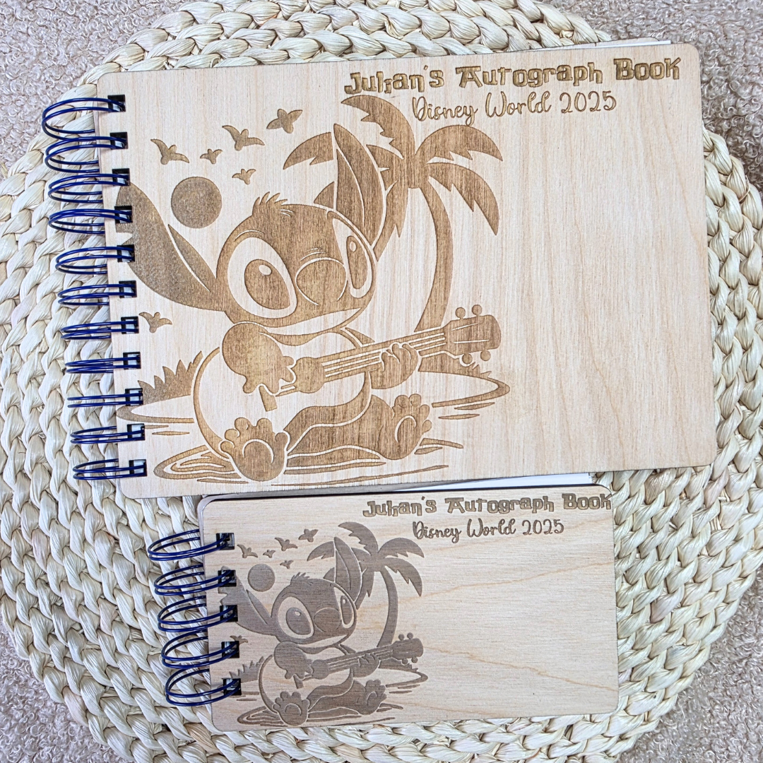 Ohana Wood Autograph Book - Personalized Theme Park Keepsake | Birch Guest & Signature Album