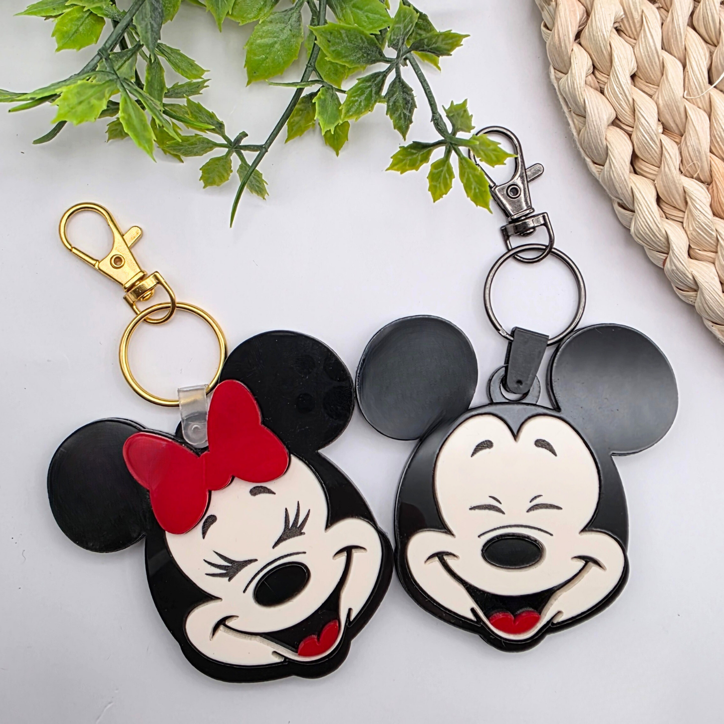 Personalized Mouse-Inspired NFC Emergency Contact Tag - Custom Acrylic Safety Keychain - Tap with Phone - Boy or Girl Design with Bow