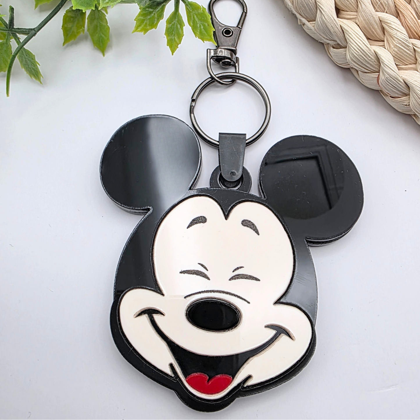 Personalized Mouse-Inspired NFC Emergency Contact Tag - Custom Acrylic Safety Keychain - Tap with Phone - Boy or Girl Design with Bow