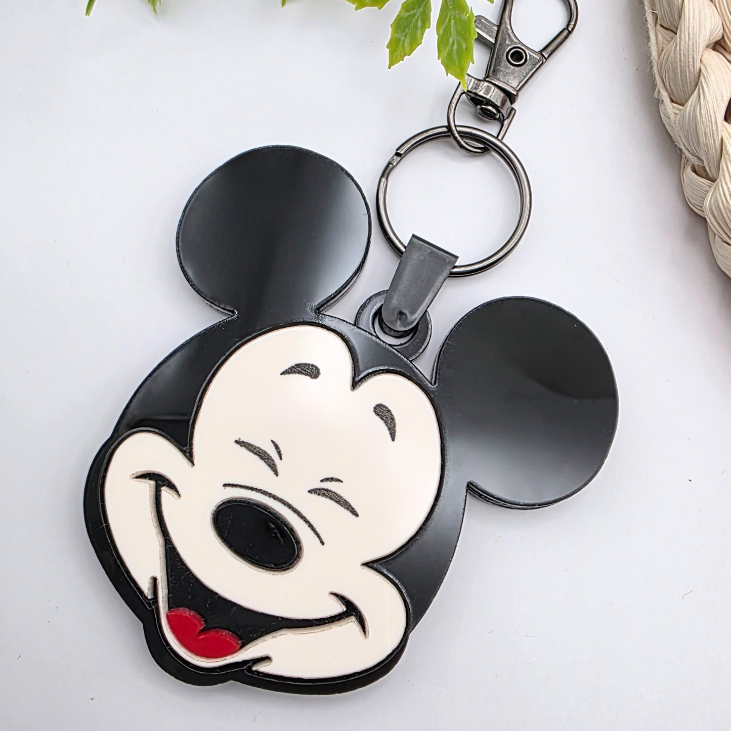 Personalized Mouse-Inspired NFC Emergency Contact Tag - Custom Acrylic Safety Keychain - Tap with Phone - Boy or Girl Design with Bow