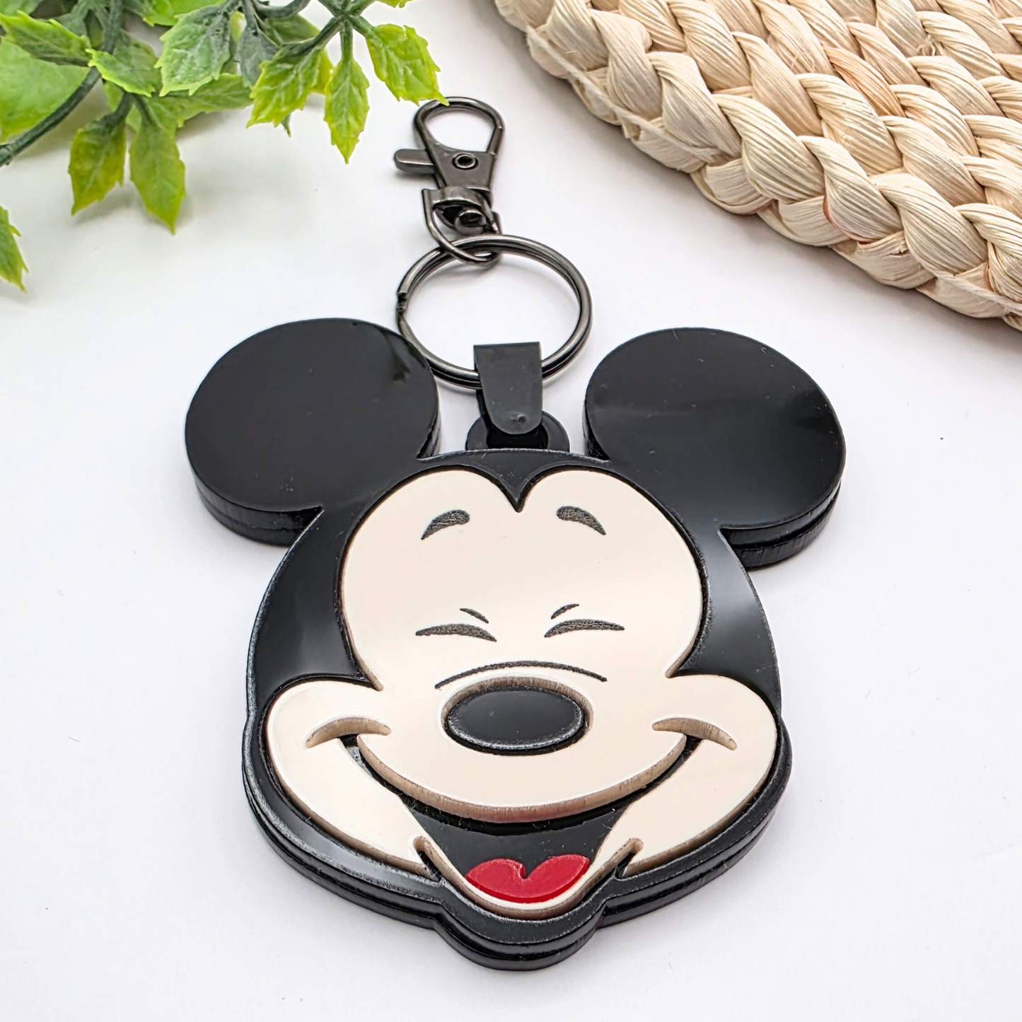 Personalized Mouse-Inspired NFC Emergency Contact Tag - Custom Acrylic Safety Keychain - Tap with Phone - Boy or Girl Design with Bow