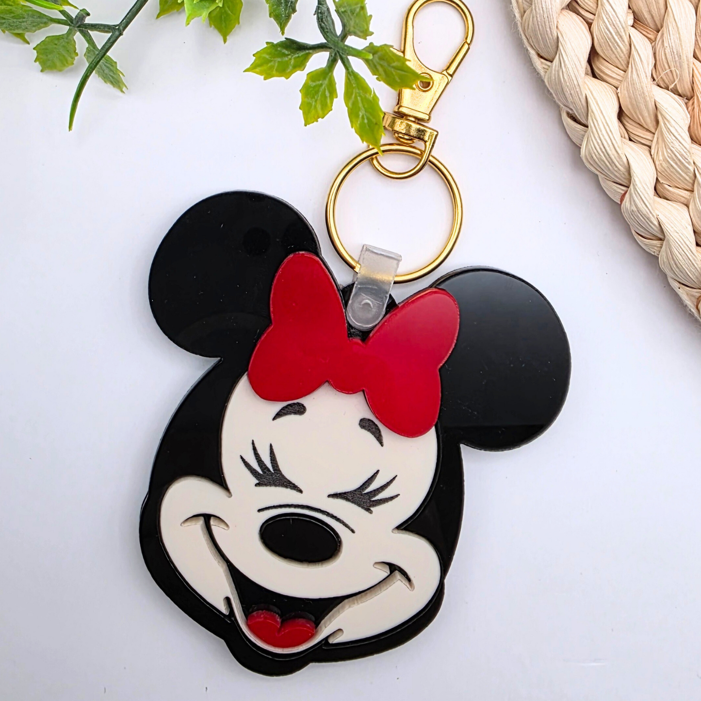 Personalized Mouse-Inspired NFC Emergency Contact Tag - Custom Acrylic Safety Keychain - Tap with Phone - Boy or Girl Design with Bow
