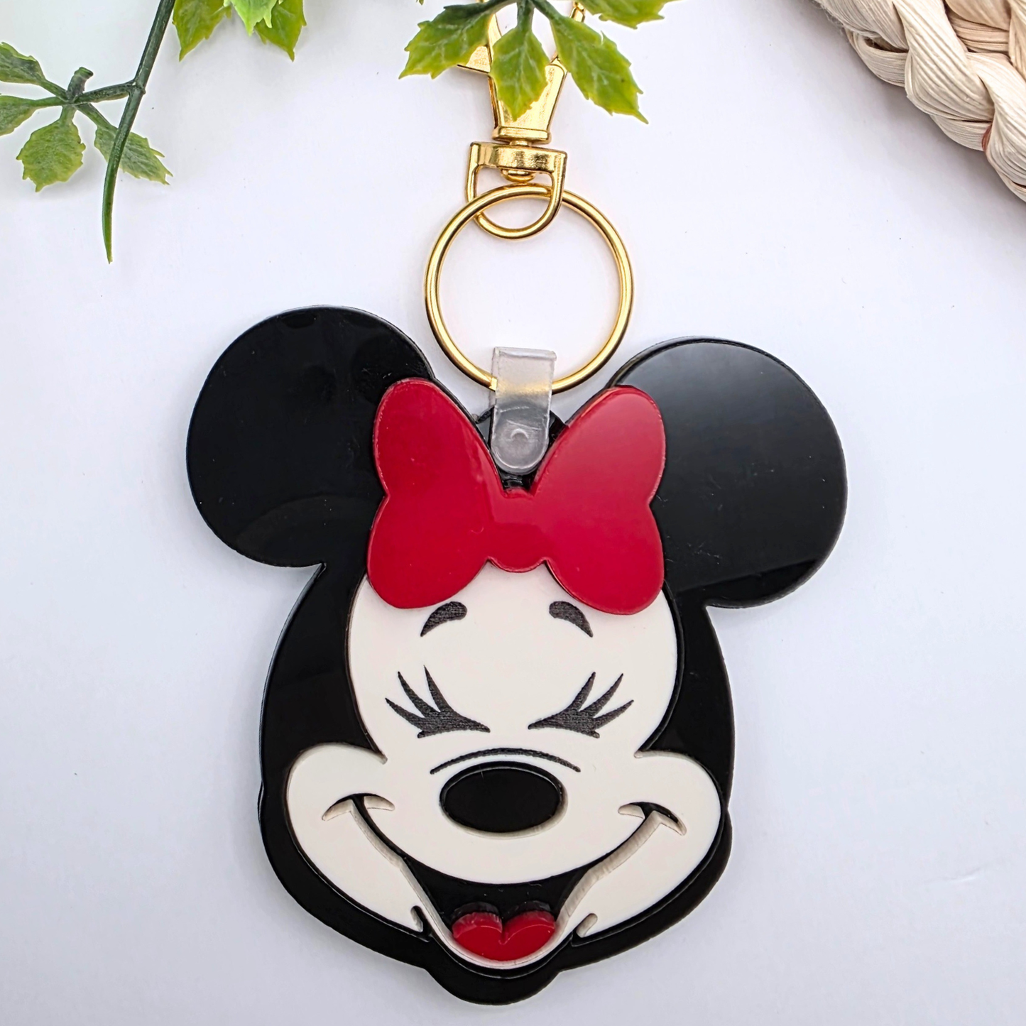 Personalized Mouse-Inspired NFC Emergency Contact Tag - Custom Acrylic Safety Keychain - Tap with Phone - Boy or Girl Design with Bow