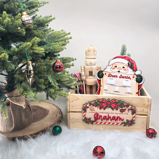 Personalized Wooden Santa Special Delivery Christmas Eve Crate Sign - Custom Christmas Box Name Plaque