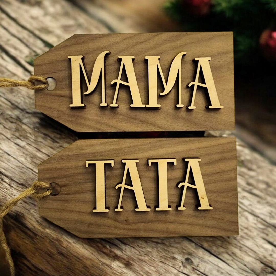 Custom 2 Tone Wood Stocking Tag