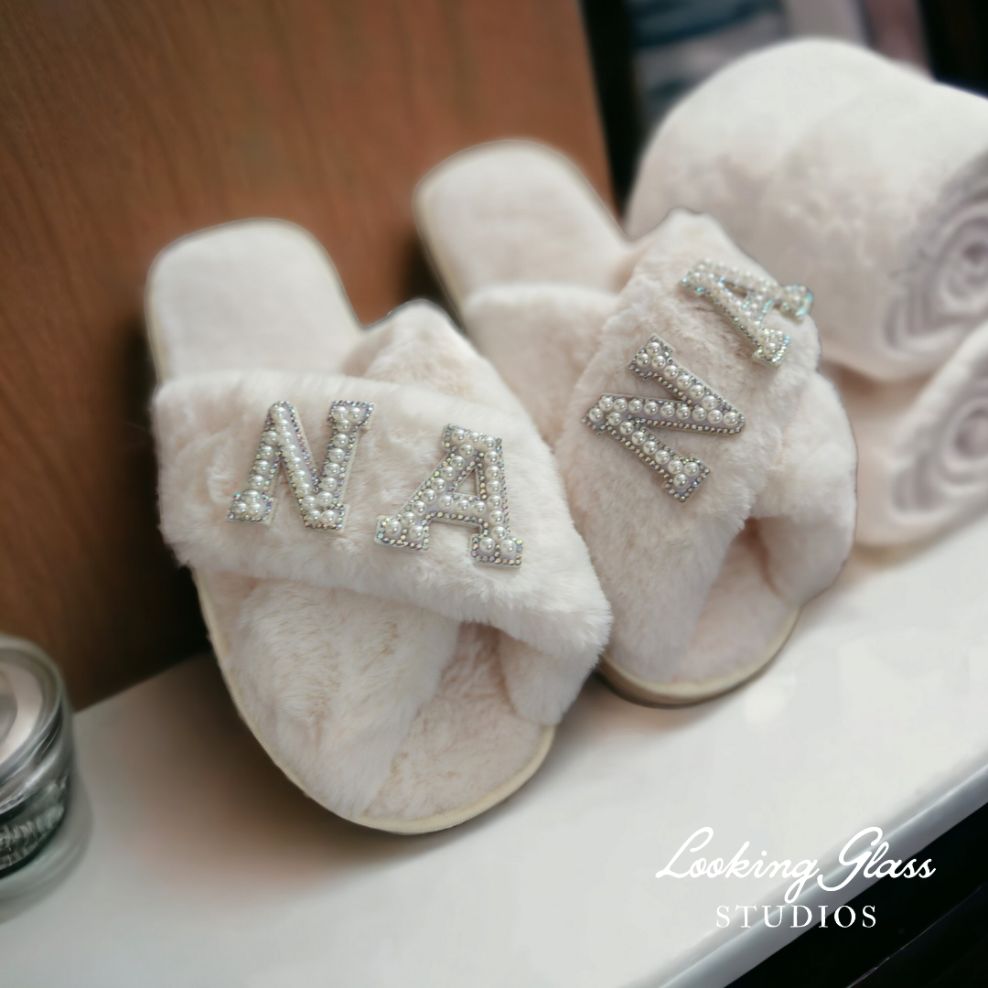 Fluffy discount bling slippers