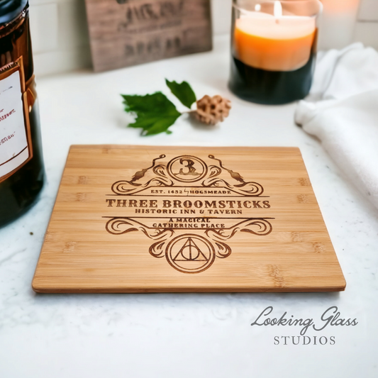 THREE BROOMSTICKS BAMBOO CUTTING BOARD