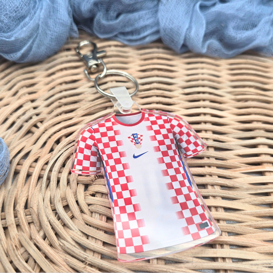 Soccer Jersey Keyring - Acrylic Team Keychain Sports Bag Charm