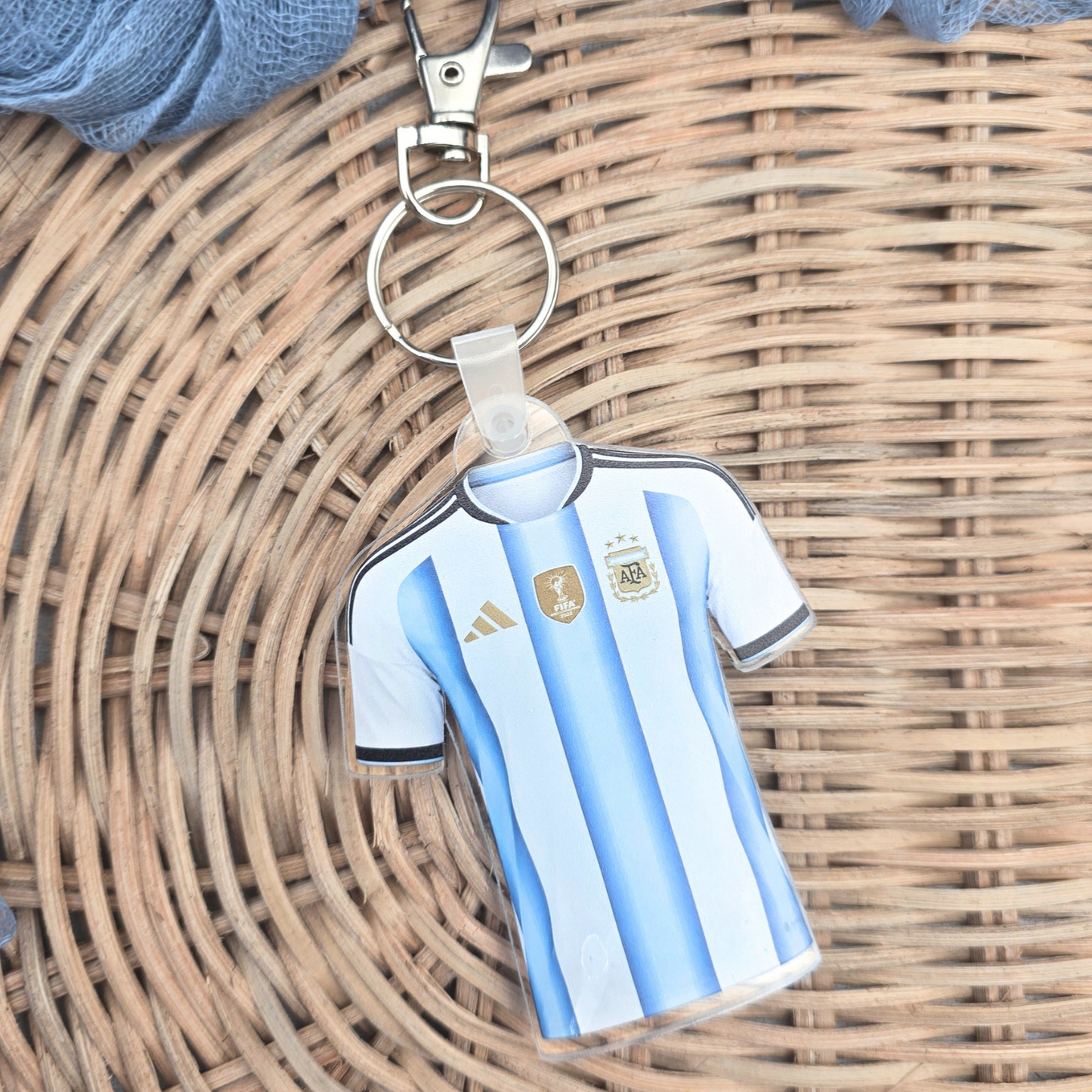 Soccer Jersey Keyring - Acrylic Team Keychain Sports Bag Charm
