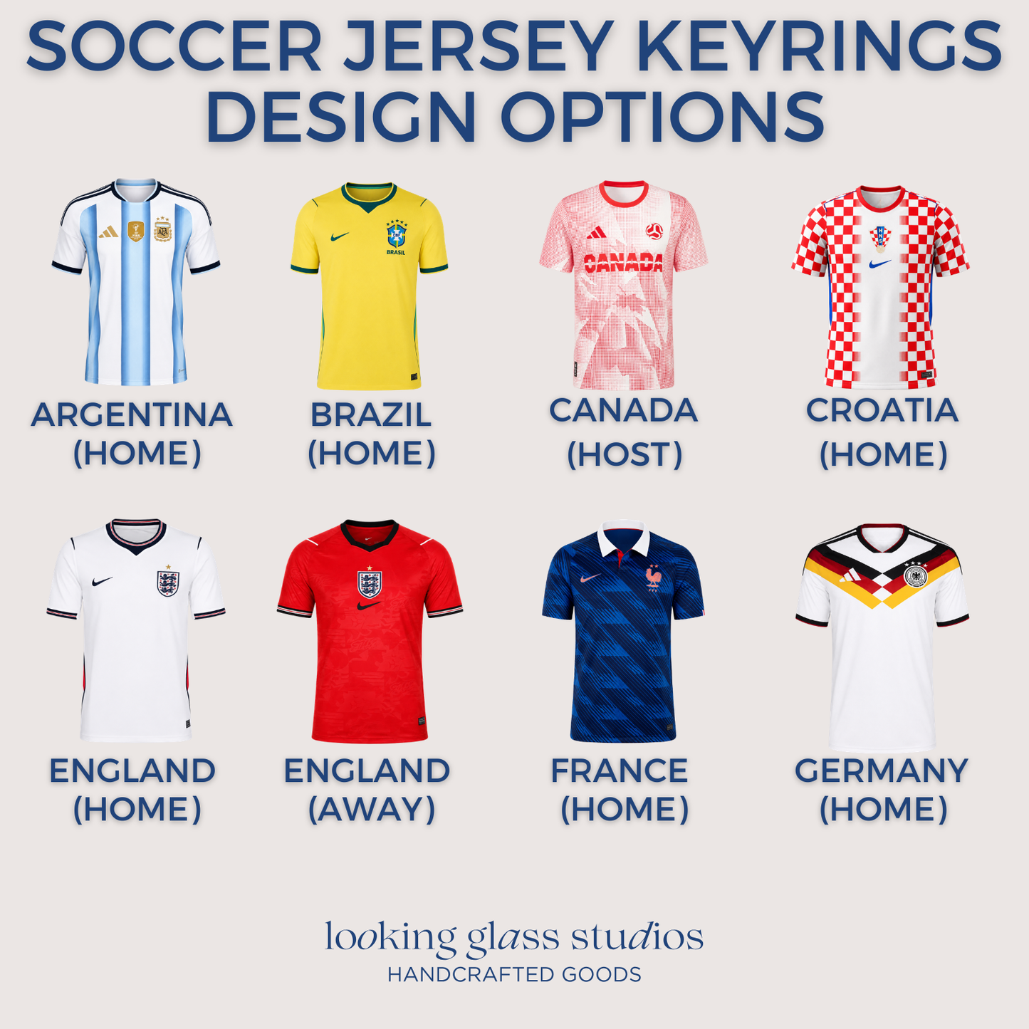 Soccer Jersey Keyring - Acrylic Team Keychain Sports Bag Charm