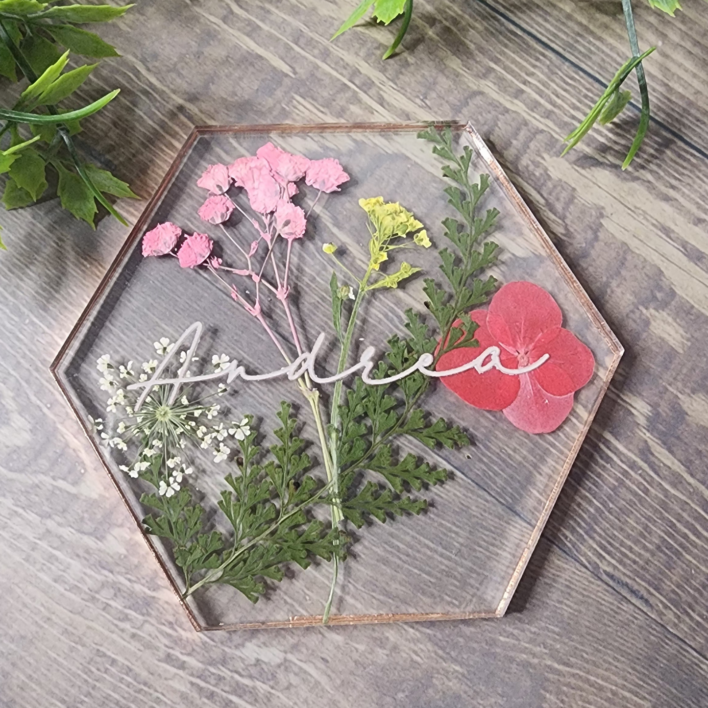 PRESSED FLOWER PLACECARD COASTER