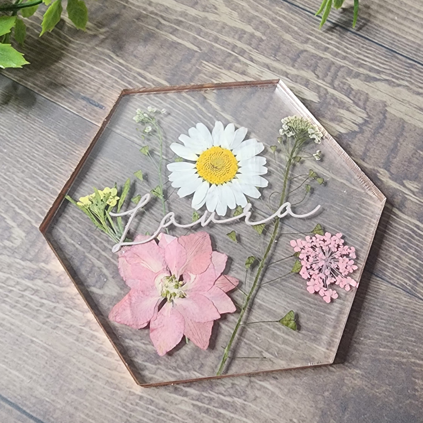 PRESSED FLOWER PLACECARD COASTER