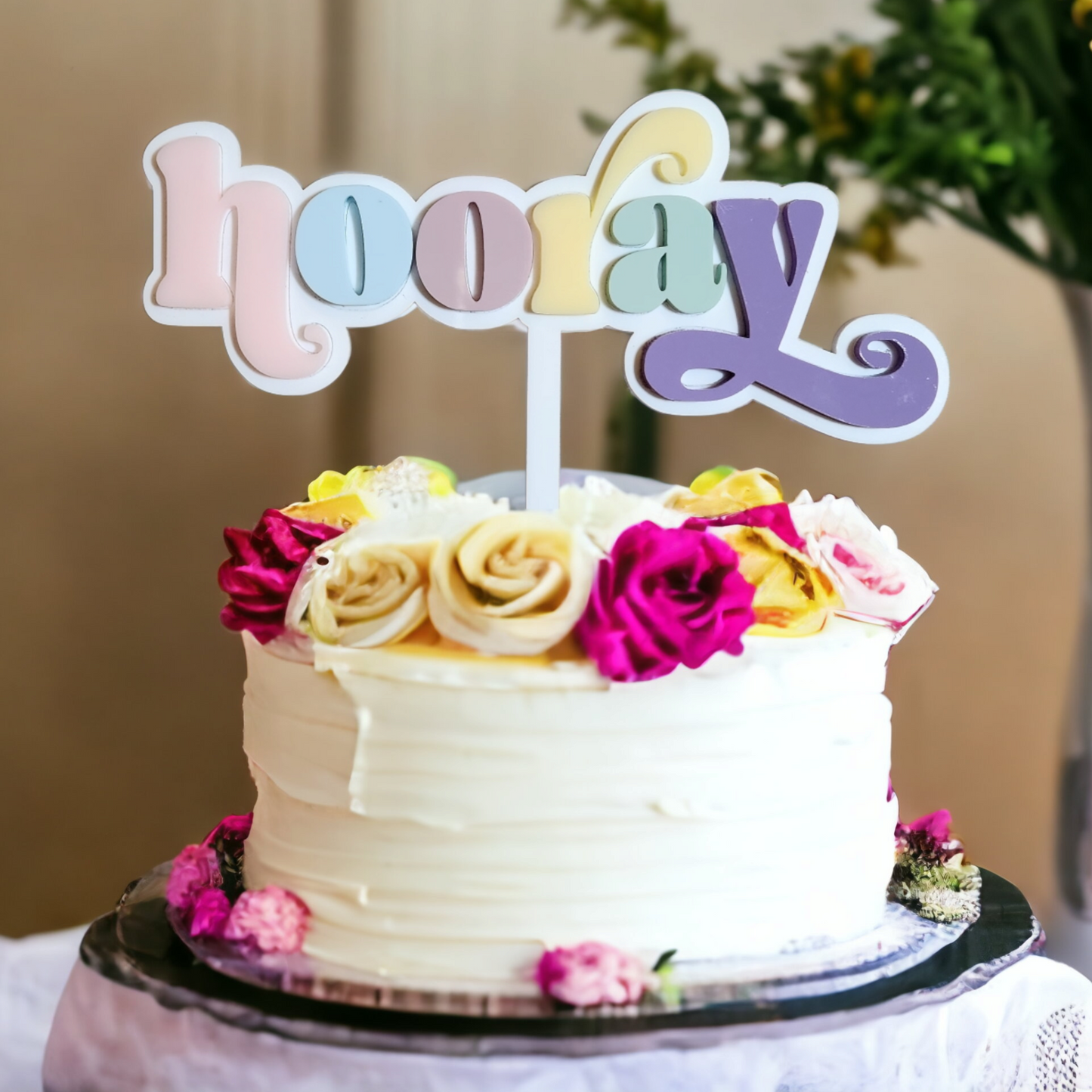 HOORAY CAKE TOPPER