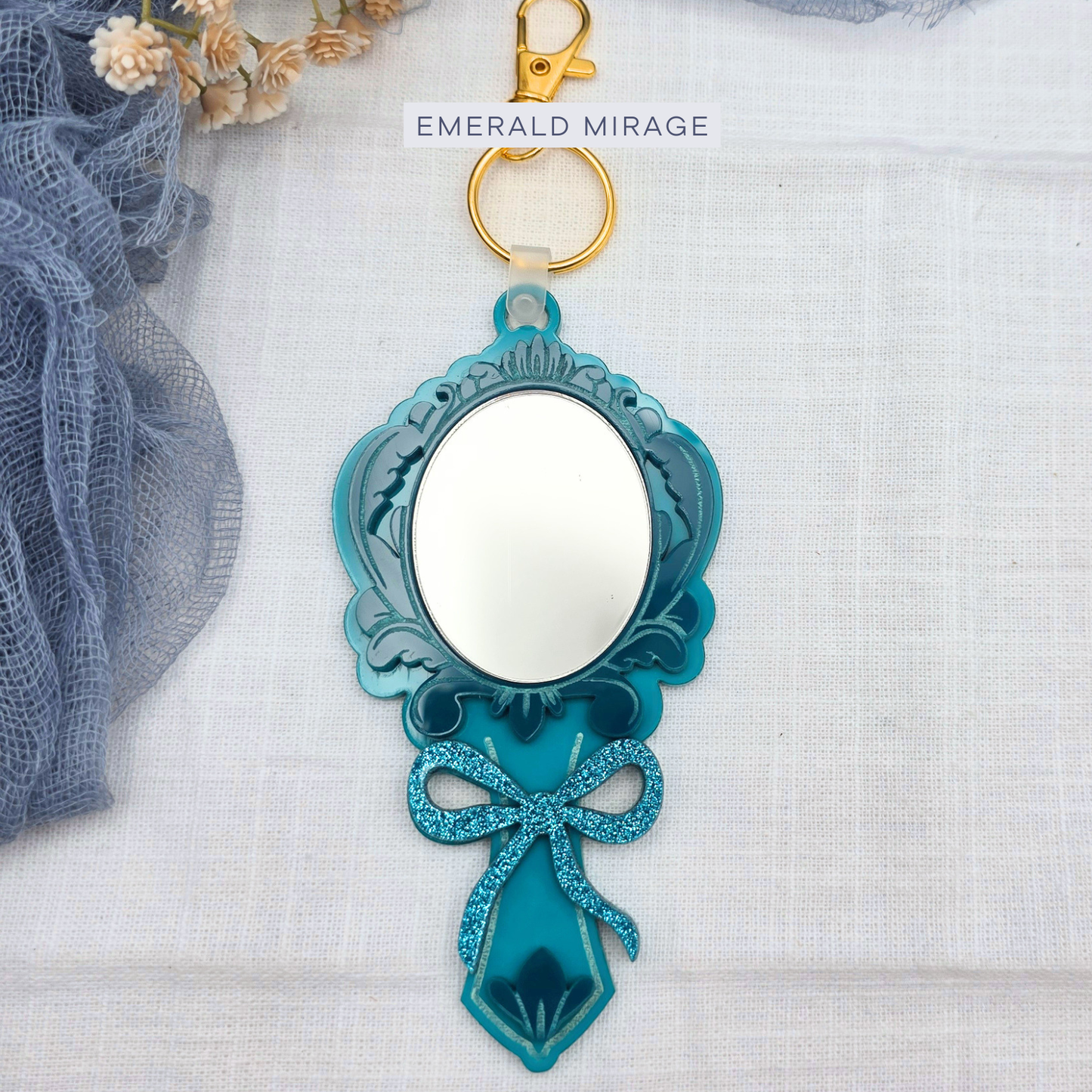 Fairytale Mirror Keychain - Princess Inspired Acrylic Key Ring Bag Charm