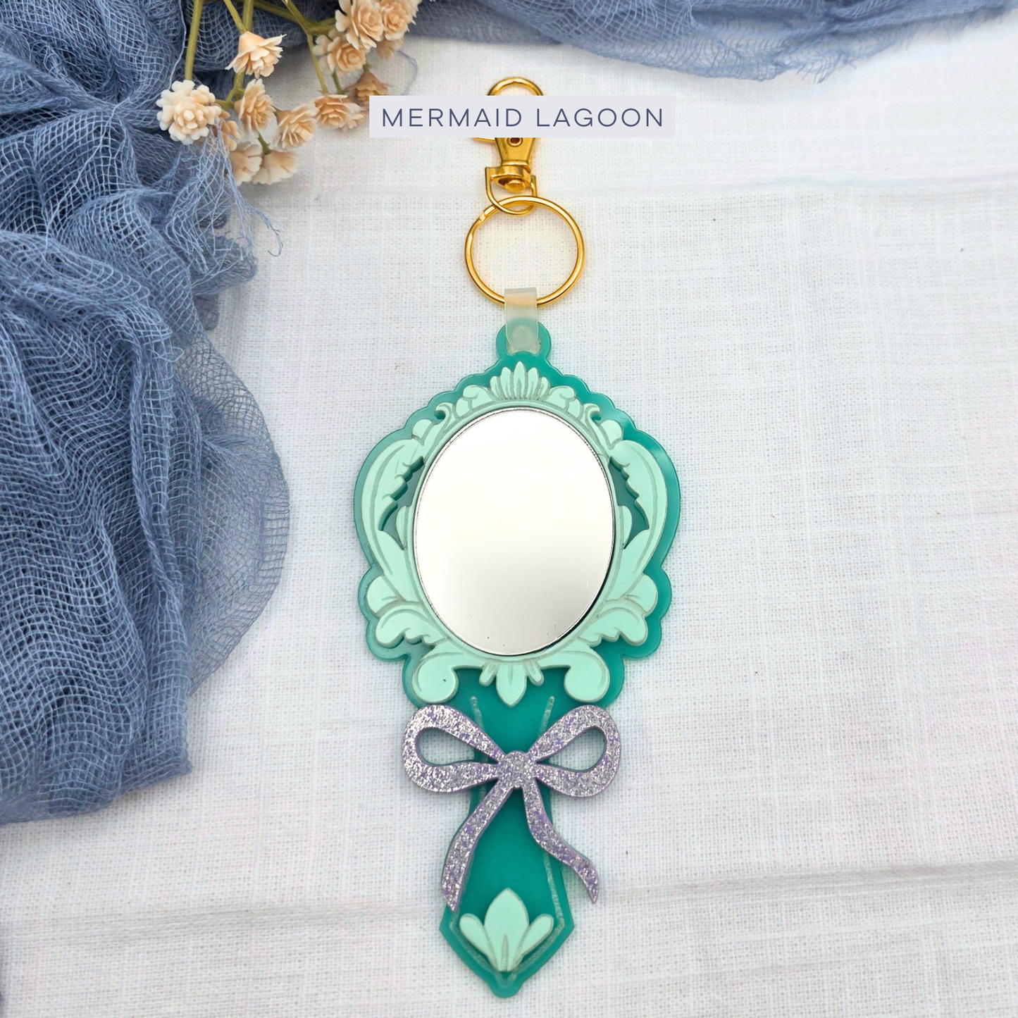 Fairytale Mirror Keychain - Princess Inspired Acrylic Key Ring Bag Charm
