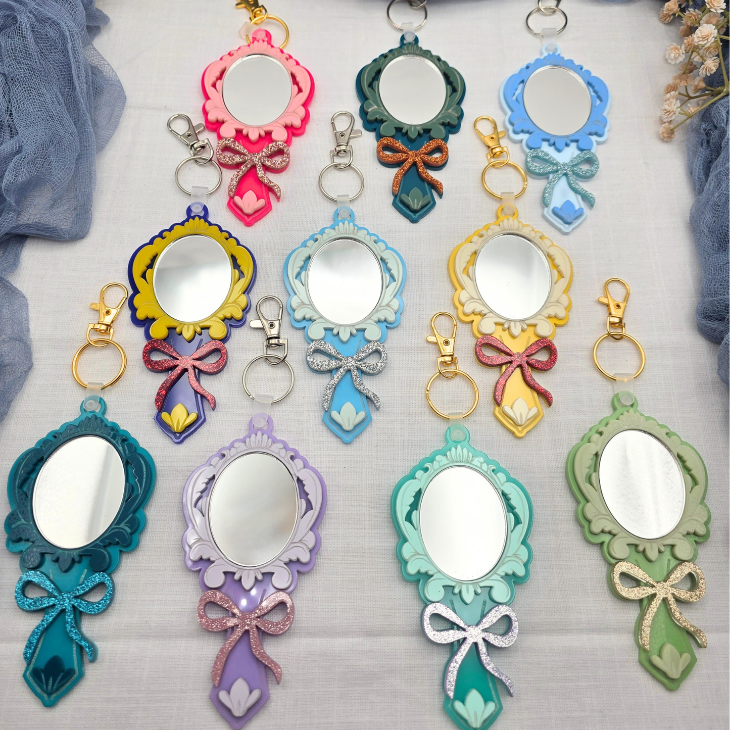 Fairytale Mirror Keychain - Princess Inspired Acrylic Key Ring Bag Charm