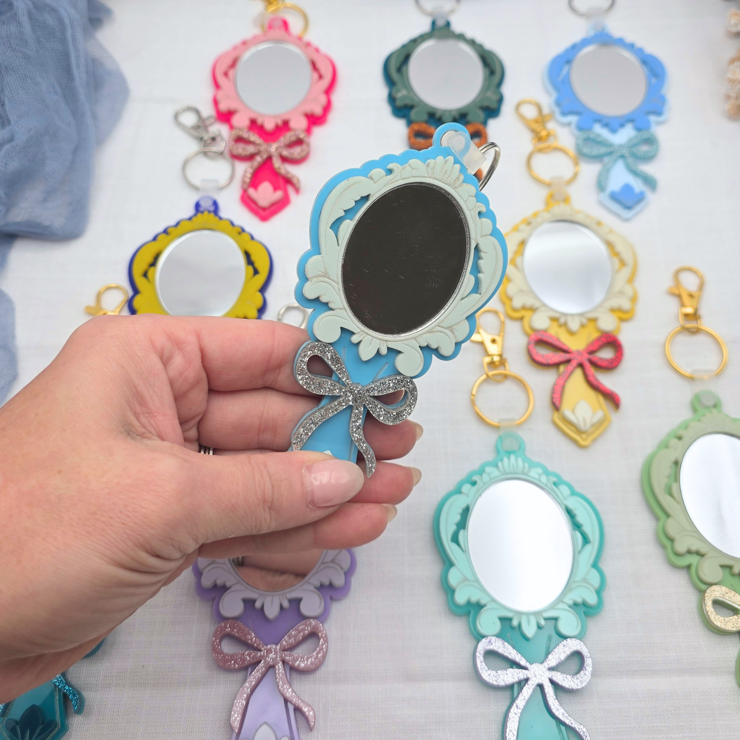 Fairytale Mirror Keychain - Princess Inspired Acrylic Key Ring Bag Charm