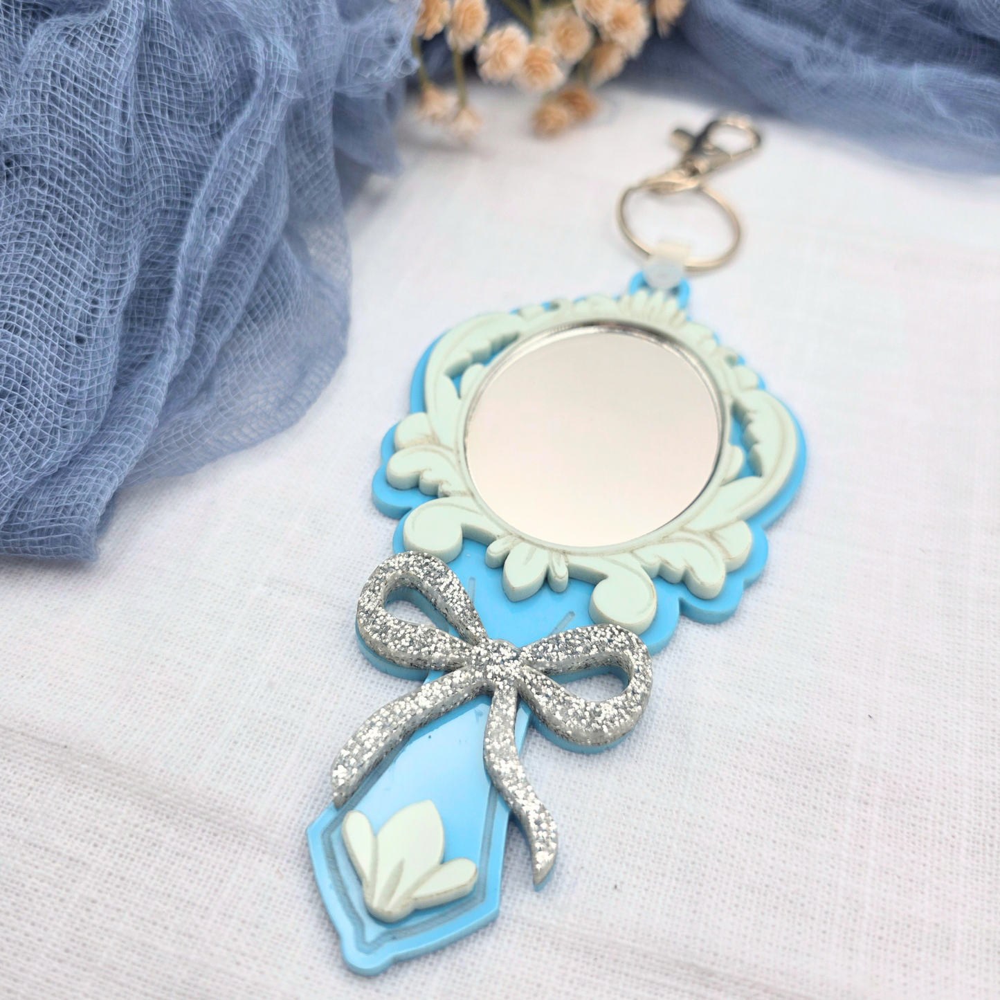 Fairytale Mirror Keychain - Princess Inspired Acrylic Key Ring Bag Charm