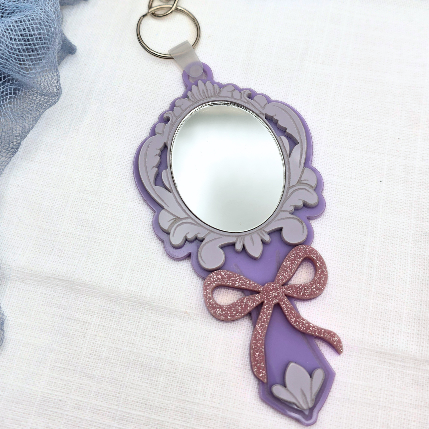 Fairytale Mirror Keychain - Princess Inspired Acrylic Key Ring Bag Charm