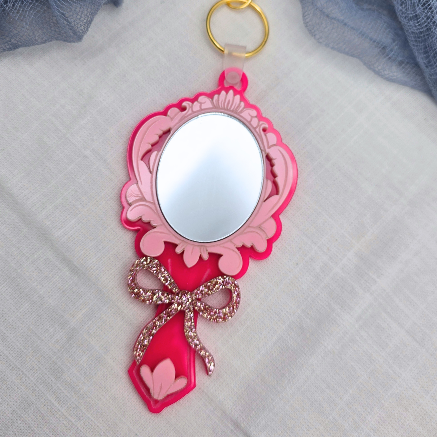 Fairytale Mirror Keychain - Princess Inspired Acrylic Key Ring Bag Charm