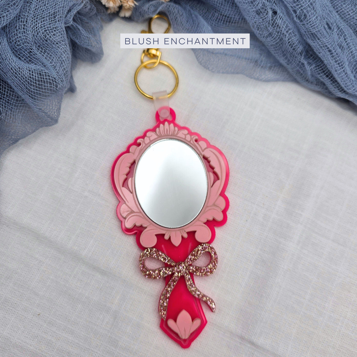 Fairytale Mirror Keychain - Princess Inspired Acrylic Key Ring Bag Charm