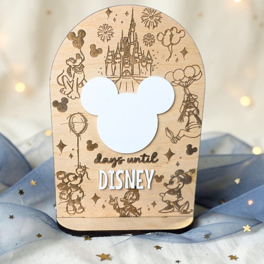 Magical Vacation Countdown Sign - Engraved Wood & Acrylic  5"x7" Vacation Tracker