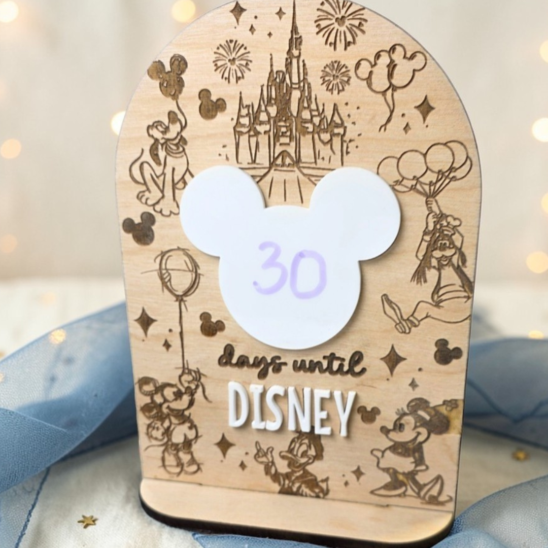 Magical Vacation Countdown Sign - Engraved Wood & Acrylic  5"x7" Vacation Tracker