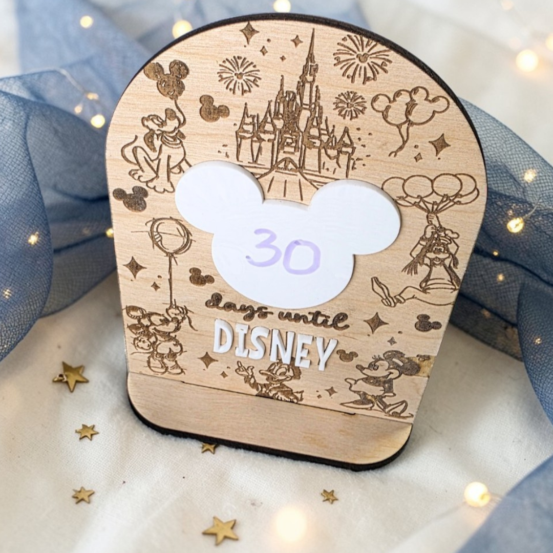 Magical Vacation Countdown Sign - Engraved Wood & Acrylic  5"x7" Vacation Tracker