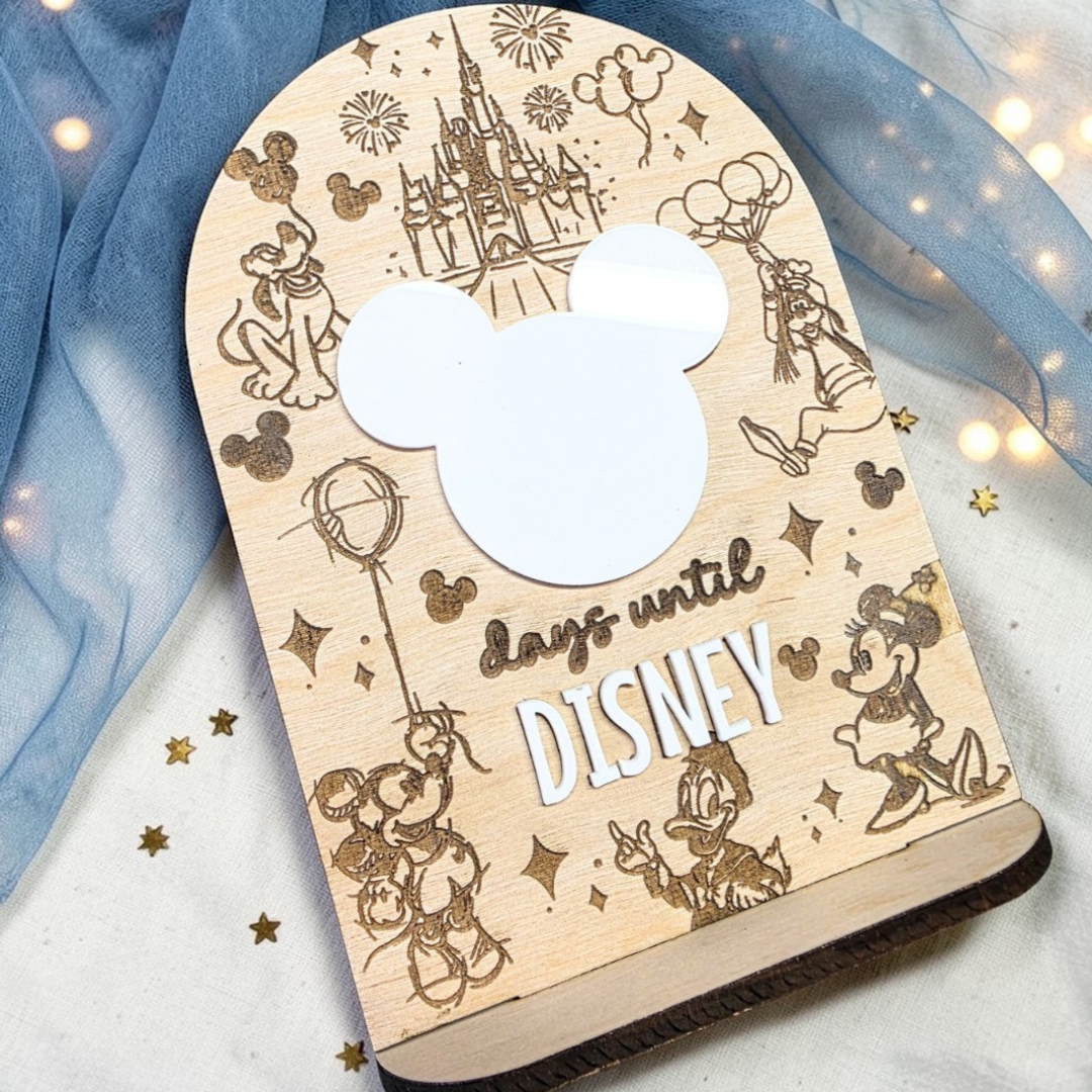 Magical Vacation Countdown Sign - Engraved Wood & Acrylic  5"x7" Vacation Tracker