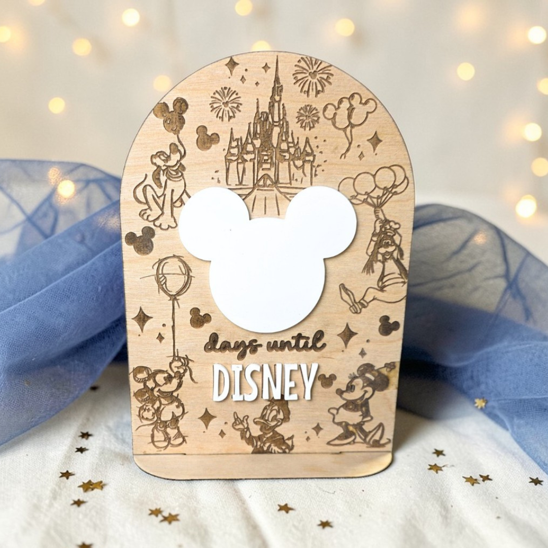 Magical Vacation Countdown Sign - Engraved Wood & Acrylic  5"x7" Vacation Tracker