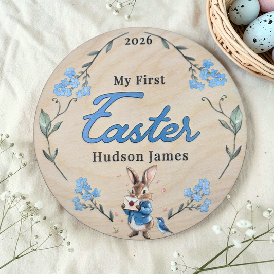 Storybook Baby’s First Easter Sign - Personalized Name Plaque Keepsake Photo Prop
