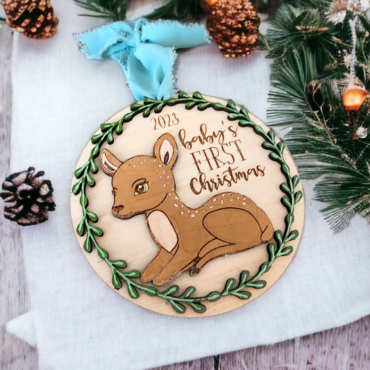 Baby's First Christmas Ornament Woodland Deer