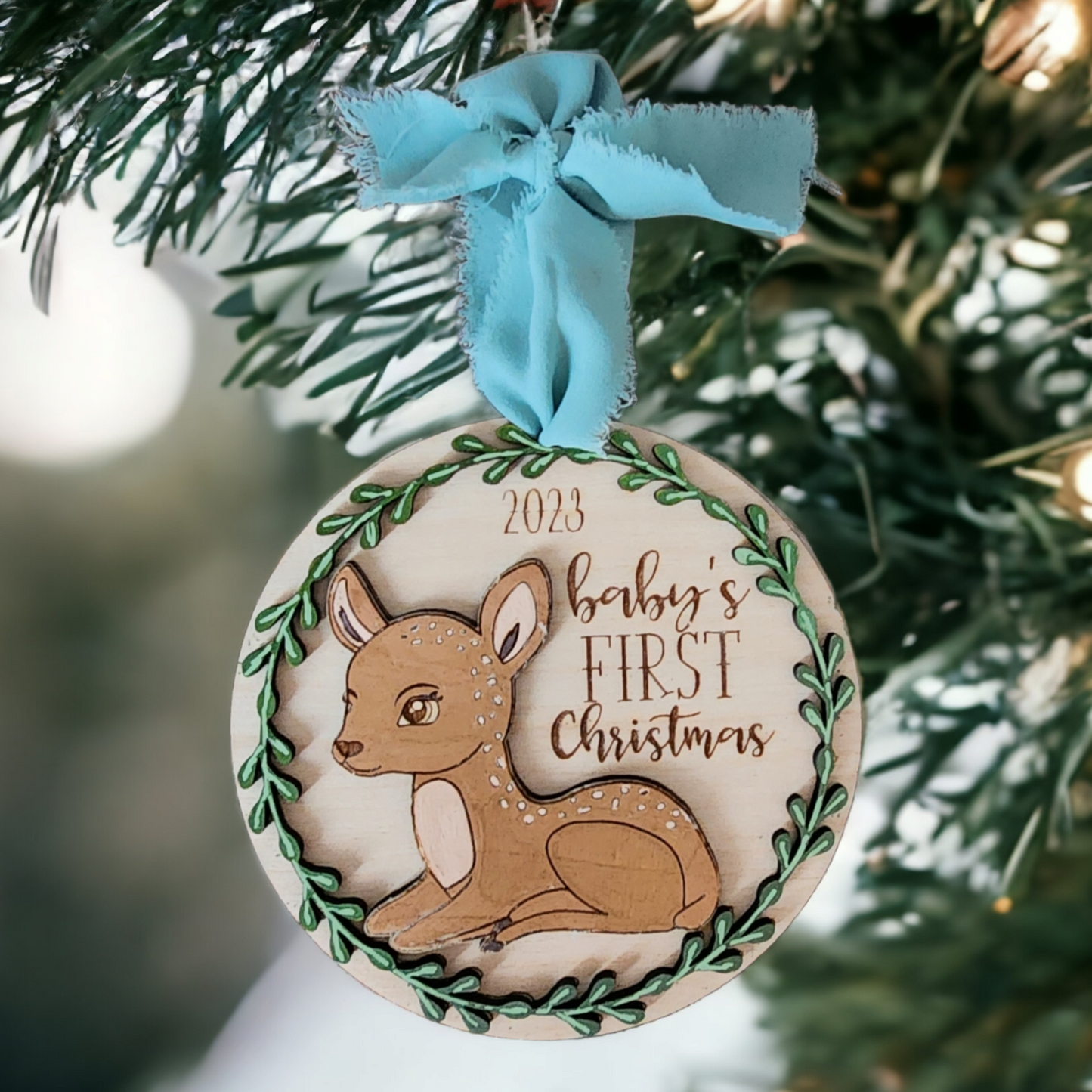 Baby's First Christmas Ornament Woodland Deer