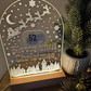 Reusable Light Up Christmas Countdown - Engraved Acrylic LED Sign with Wood Base - “Sleeps Until Christmas” Holiday Decor