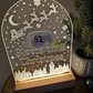 Reusable Light Up Christmas Countdown - Engraved Acrylic LED Sign with Wood Base - “Sleeps Until Christmas” Holiday Decor