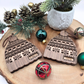 Personalized Nordic Knit Hat Ornament - Custom 2-Tone Wood Christmas Keepsake