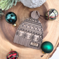 Personalized Nordic Knit Hat Ornament - Custom 2-Tone Wood Christmas Keepsake
